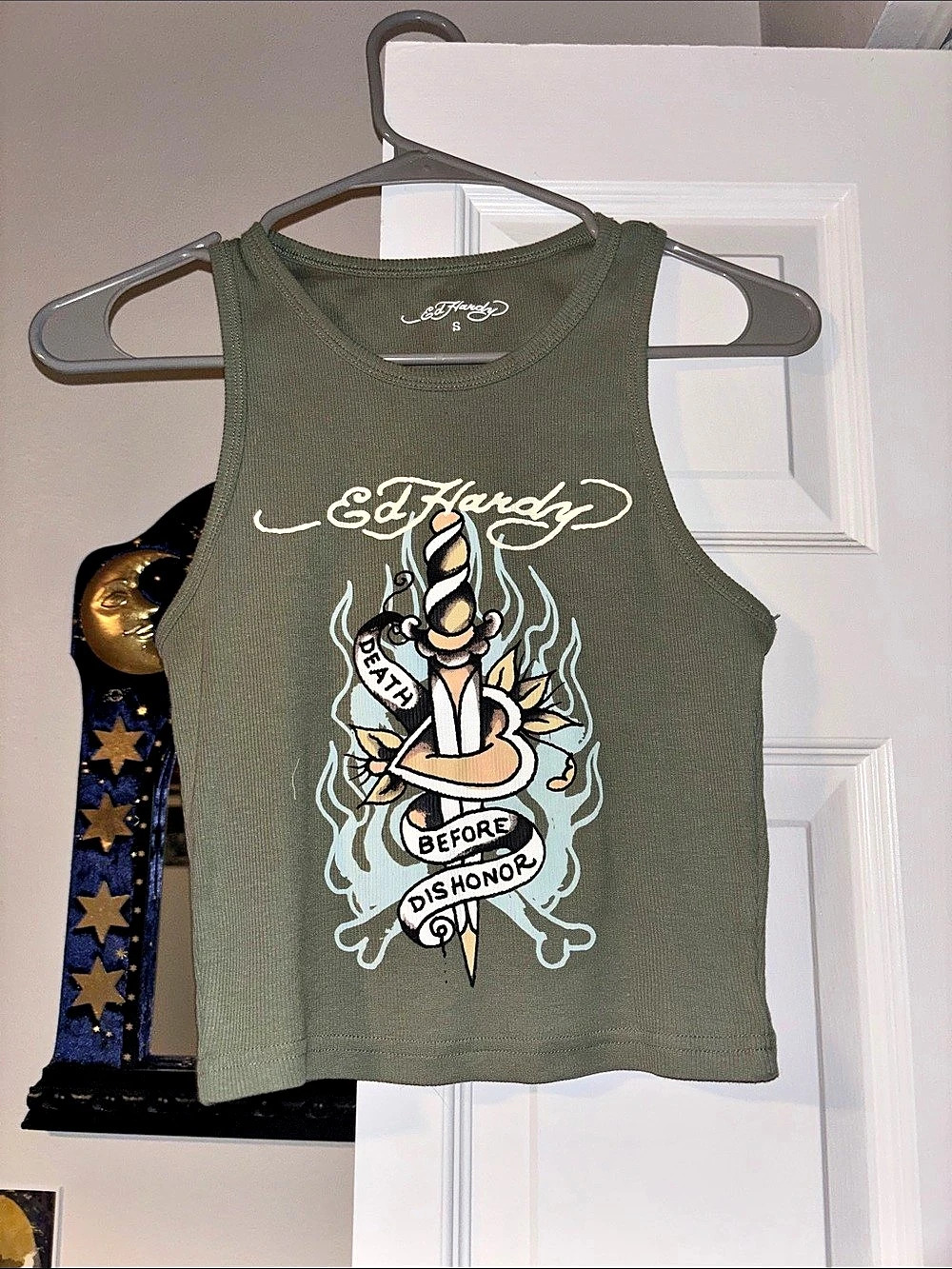 Ed Hardy Graphic Tank Top in Green Like New
